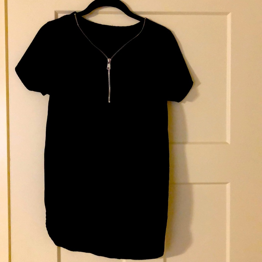 Love J Black Zipper Blouse